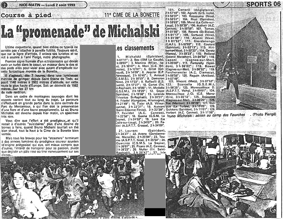 Article du Nice-Matin du 2 août 1993